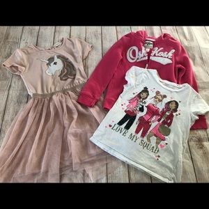 Girls Bundle Size 7/8 Dress, Full zip hoodie, Graphic Tee